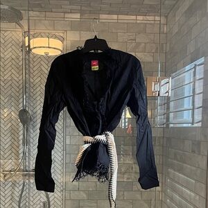 Save The Queen Black linen Textured Top